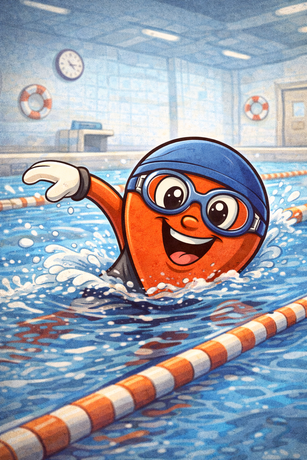 Mascot swimming